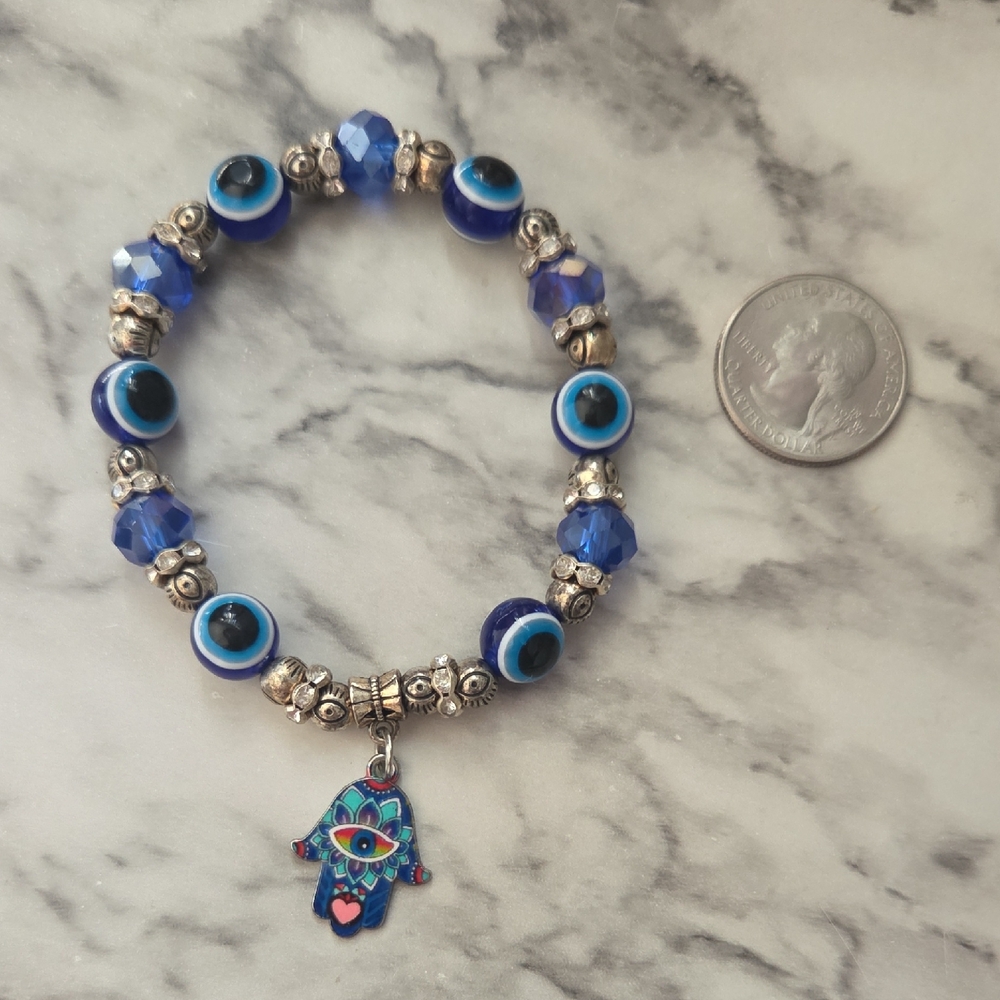 Blue Evil Eye Beaded Bracelet